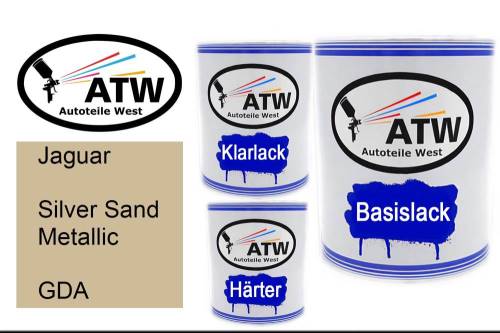 Jaguar, Silver Sand Metallic, GDA: 1L Lackdose + 1L Klarlack + 500ml Härter - Set, von ATW Autoteile West.